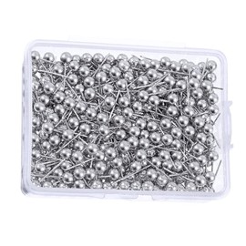 200Pcs Round Plastic Head Push Pins Head Push Pins Map Tacks Drawing Pins Map Pins for Pin Board Thumb Tacks (Silver)