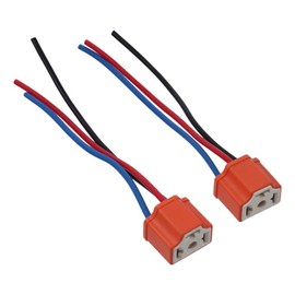 Qicarkey H4 Wiring Harness Headlight Socket 2 Pcs H4 Ceramic Rubber Metal Headlight Connector 3 Adapter Wire Pigtail with Socket for Headlights, Fog Lights, Trucks