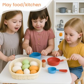 LovesTown 8PCS Wooden Easter Eggs, 3 Colors Wooden Eggs for Crafts Chicken Nesting Dyeable Food Toy