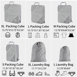 SINZUX Compression Packing Cubes, 6 PCS Extensible Ultralight Packing Cubes for Suitcases, Suitcase Organiser Bags Set for Travel and Home Storage, Travel Organiser Packing Bags for Backpack Luggage