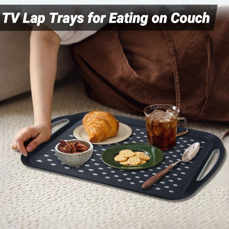 Hodvya 1PCS Large Non-Slip Serving Tray with Handles TV Lap