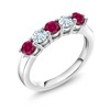 Gem Stone King 925 Sterling Silver Red Created Ruby and
