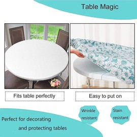 Wood Texture Background Surface Elastic Edged Round Outdoor Table cloth Round Table Cover for Tradeshow Events Wedding Christmas Decor Tablecloth Size 36"(Fits up 24.2"-28.1" Diameter Table) Style190