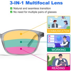 VISOONE TR90 - Gafas de lectura antivaho, ligeras, multifocales progresivas, con bloqueo de luz azul, para mujeres y hombres, Haruka, Gris, M