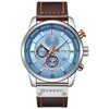 MASTOP Men Watch Brown Leather Strap Chronograph Analog Quartz Watch