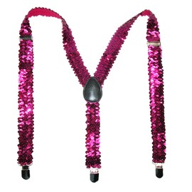 CTM® Women's Elastic Sequins Clip-End Suspenders, Black