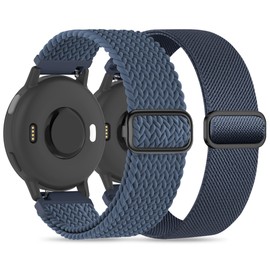 2 Pack Nylon Watch Bands Compatible With Garmin Vivoactive 5 Watch Band,20mm Soft Elastic Nylon Bands Replacement for Garmin Venu/Venu Sq/Venu Sq 2/Vivoactive 3/Forerunner 55/165/245/645 for Women Men