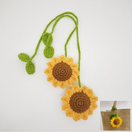 WQHLONGBO 2Pcs Handmade Sunflower Pendants, Car Mirror Hanging Accessories,Backpack Decoration Pendant,Holiday Presents