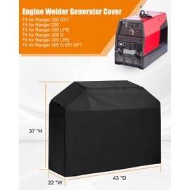Engine Welder Generator Cover Compatible with Ranger 250 GXT and 305 Series, Waterproof Dust Protection Engine Driven Welder Cover with Plush Linner, Black