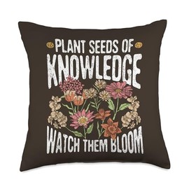 Teacher Wildflower Design Teacher Wildflower Plant Seeds of Knowledge Watch Them Bloom Throw Pillow, 18x18, Multicolor
