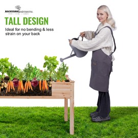 Backyard Expressions Wooden Raised Garden Bed | 48" x 24" x 30" Elevated Planter Box with Included Bed Liner | Outdoor Vegetable, Flower, and Herb Gardening