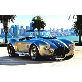 Painting Style Wallpaper Poster (Removable Sticker) Shelby Cobra Roadster AC Cars Caracro FCCB-007W2 (Wide Edition, 24.8 x 14.8 inches (603 x 376 mm), Architectural Wallpaper + Weather Resistant Paint