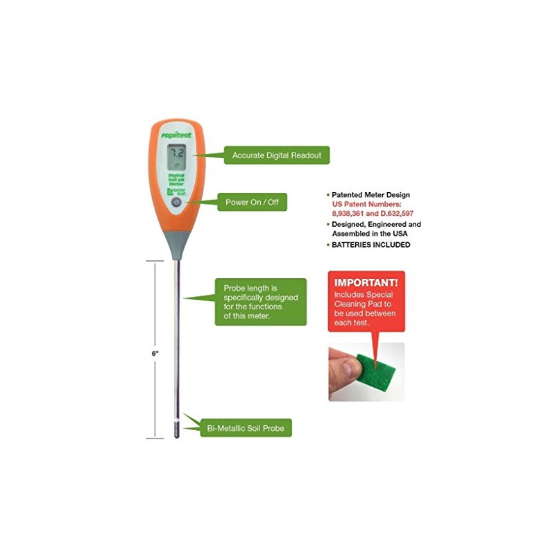 LUSTER LEAF 1845 RAPITEST DIGITAL Soil Plant Garden PH Sensor