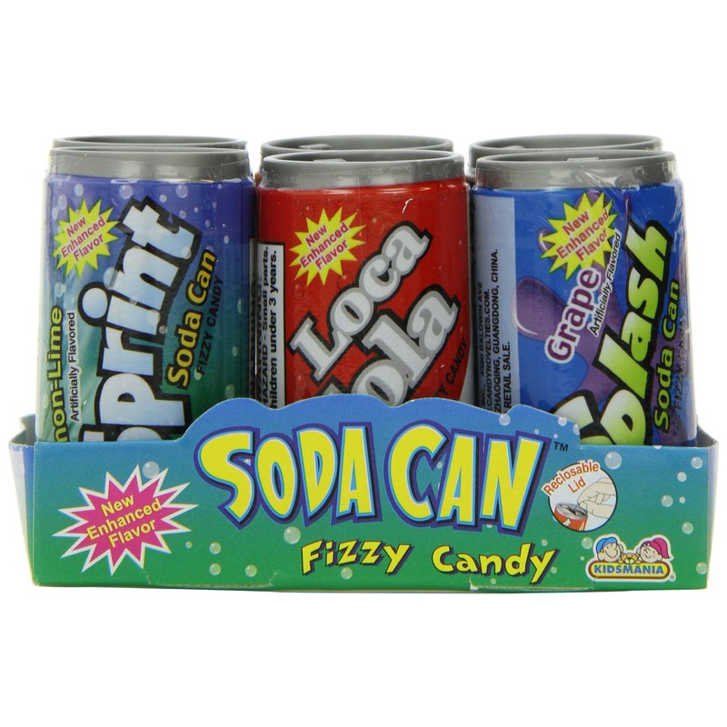Kidsmania Soda Can Fizzy Candy, 1.47-Ounce Cans (Pack of 12)