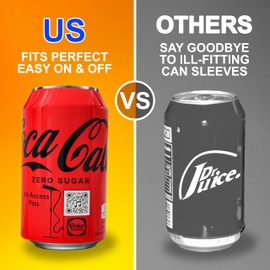 BeerSkin Skywin Silicone Can Sleeve, 3 Pack 12 oz (355 ml) Silicone Can Cover, Soda Can Sleeve, Can Covers, Hides Can by Disguising it as a Can of Soda (Red)