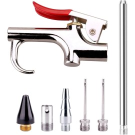 N/A Air Blow Gun Accessory Kit with 5 Nozzles - 7 Pieces Air Compressor Tools Kit
