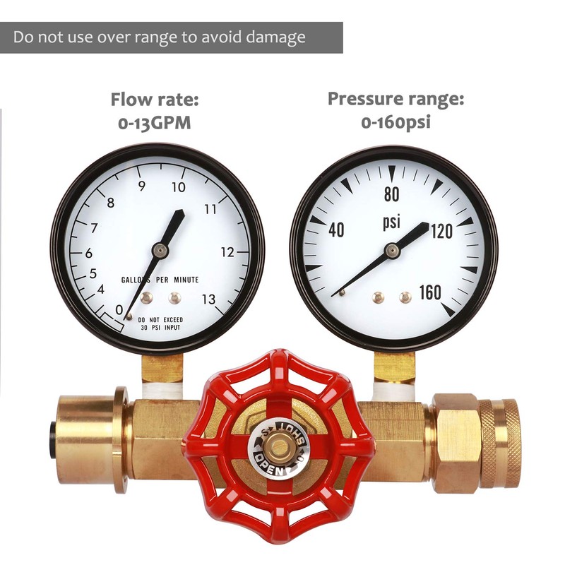 MEASUREMAN Water Pressure and Flow Test Gauge Assembly, Dual Measurement