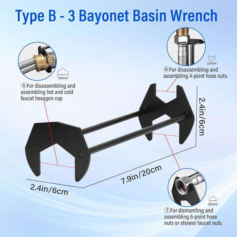 Changbloom 2 Pack Multifunctional Sink Wrench, Plumbing Tool for Tight