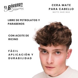 Cera Mate Para Cabello 120g - EL BÁRBARO - Cera para cabello base agua - Para cabello, barba y bigote