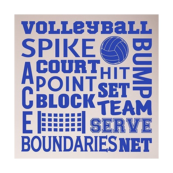 24"x24" Volleyball Sports Sayings Collage Spike Team Serve Set Net