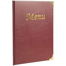 Securit Premium Faux Leather A4 Menu Holder - 8 Page to View Sleek Display Folder for Food and Drinks - Ideal for Restaurants, Cafe or Bar (Red)
