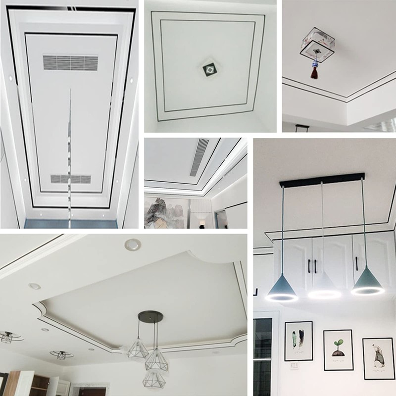 Matte Black Molding Trim, Peel and Stick Mirror Border Design,