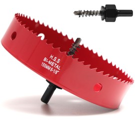 102 mm Hole Saw, Bi-Metal Circular Saw for Wood, HSS Hole Drill Bit with 35 mm Cutting Depth for Plastic, Plasterboard, Dune Metal Plates, Red