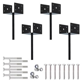 Hyuetrsa 4 Pack U Shape Fence Post Holder with Pre-Drilled Holes,Post Anchor Concrete Bracket Fence Post Anchor Holder Pergola Brackets ,Suitable for Four feet 4*4 inch Posts