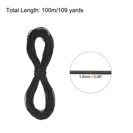 PATIKIL 109 Yards Elastic Cord Heavy Stretch String Rope 1/16"(1.5mm) Black for Crafting DIY Sewing Hook Straps Camping Tie Down Strap