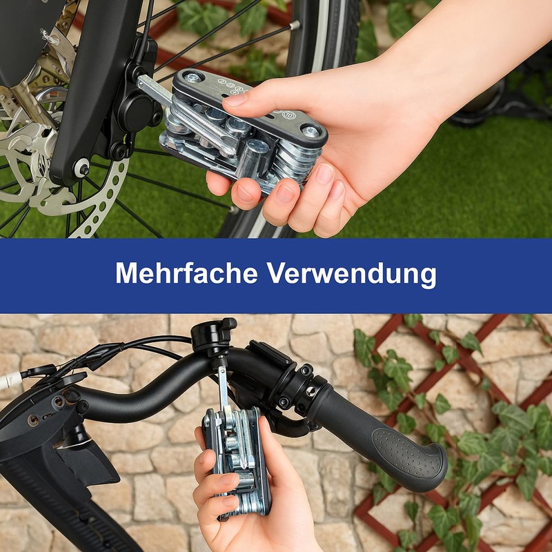 Semptec Urban Survival Technology 2er-Set 16in1-Fahrrad-Multitool-Werkzeug, Reifen-Reparatur-Set, Tasche