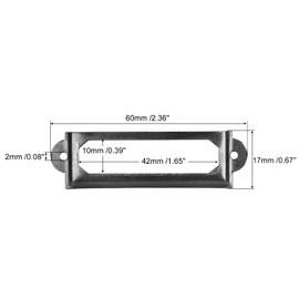 sourcing map Metal Label Holders, 60x17mm 30pcs File Name Card Tag Label Holder Frame for Office Library Drawer Cabinet Shelves, Black