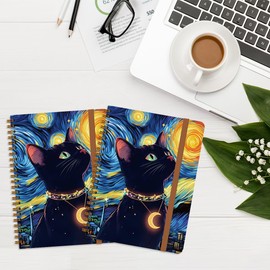 XFN 2Pcs Spiral Notebook, Sky Cat College Ruled Spiral Notebook, Multi Subject Notebooks, 120 Ruled Pages Hardcover Journals for Writing Travel Business Office, Cute Notebooks for Women