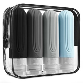 LANZHANFEI Travel Bottles,4 Pack Travel Bottles for Toiletries,Holiday Essentials for Women,Travel Essentials Accessories,Refillable 90ml for Lotion, Body Wash,Shampoo&Conditioner(BPA Free)