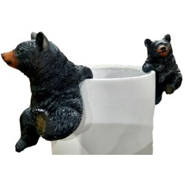 The Bridge Collection 3" Black Bear Pot Hangers - Set of 2-Black Bear Figurines for Garden Pots - Fun Animal Deocrations for Planters (Styles Vary)