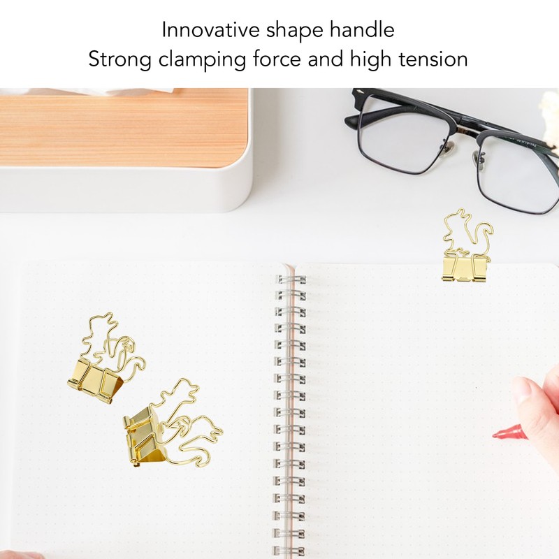 100 Pcs Binder Clips Gold Animal Shape Strong Clamping Force