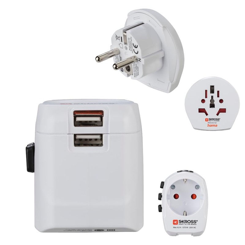 Hama World Travel Pro Light Adaptor Set USB 3-Pin 2x