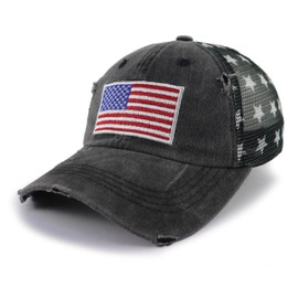 American Flag Trucker Hat for Women, USA Military Baseball Cap, Adjustable Embroidered 4th of July Decorations Hats, Birthday Gifts for Papa Grandpa