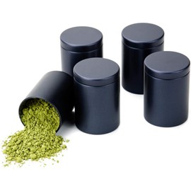 Caja de lata pequeña con tapa para almacenamiento de café, té, caramelos, hojas sueltas y té, almacenamiento de 5 unidades (negro, M)