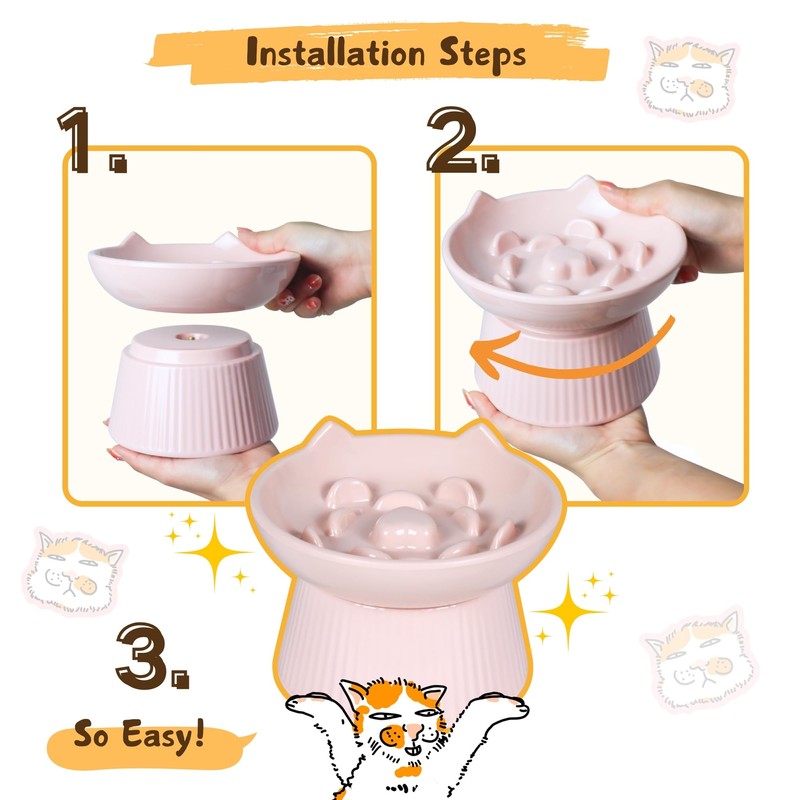 cat Slow Feeder Ear Shape Pink