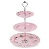 BTaT- Floral 3 Tier Cake Stand, Porcelain, Pastel Pink with