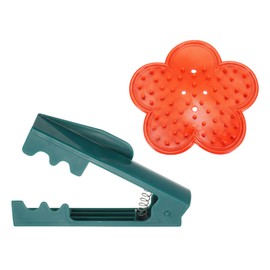 sourcing map 2pcs Rose Thorn Stripper Tool Set 5.5" 4.7" ABS Plastic PVC Flower Thorn Leaf Remover Flower Stem and Leaf Stripping for Gardening Home Florist, Dark Green,Orange