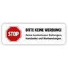 Magnetic Sign "Bitte keine Werbung!" in White for Your Letterbox