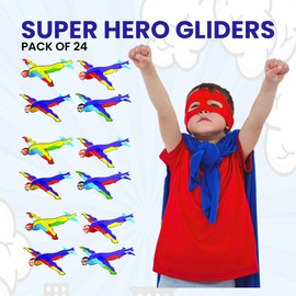 HiFEN® Super Hero Gliders (17cm) - Pack of 24 with Assorted Designs |Party Bag Fillers & Favors Fun Party Toys