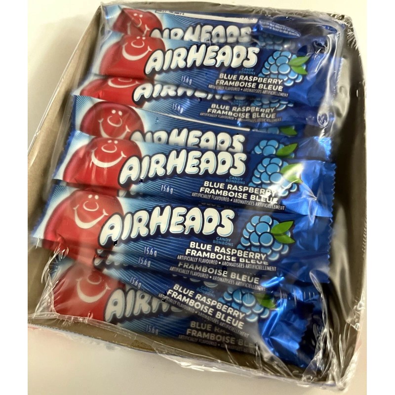 Airheads Blue Raspberry Box 36 Bars Candy Bulk Candies Taffy