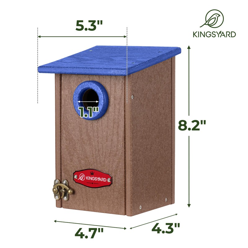 Kingsyard Recycled Plastic Bird House for Outdoors - Weatherproof Wren