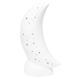 Simple Designs LT3338-WHT Porcelain Fun Shaped Crescent Moon Over Clouds Celestial Table Night Light Lamp, Moon
