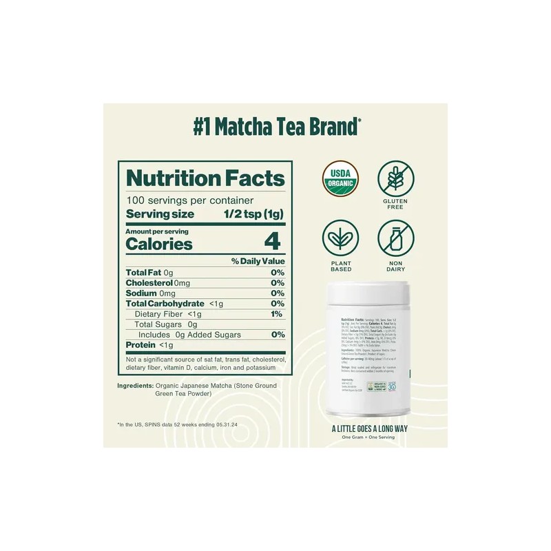 Jade Leaf Matcha Orgánico Japonés 3.53 Oz Vegano