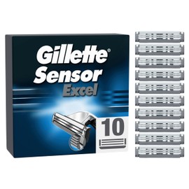 Gillette Gillette Sensor Excel Rasierklingen, 10 Ersatzklingen für Nassrasierer Herren mit Doppelklinge
