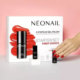Professional Kits & Accessories for Home Nail Kit or Nail Professionals NEONAIL FIRST CHOICE Starter Set 3 STEPS UV GEL POLISH LONG LASTING MIRROR SHINE EASY APPLICATION WITH 1 COLOR RED UV/LED LAMP BASE/TOP ACCESSORIES