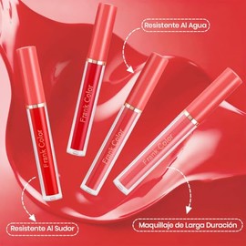 12 Colores Labiales, Mate Larga Duracion Pintalabios Permanente Barra, No pegajoso Lipstick Labios de Hidratante, Labial Set de Maquillaje, Lápiz Labial Líquido de Alta Pigmentación(Rosa)